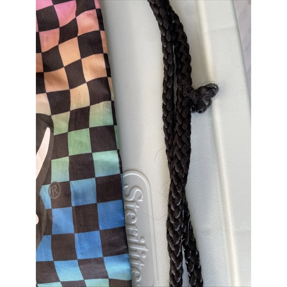Vans Off The Wall Rainbow Checkerboard Drawstring Backpack Cinch Bag OS